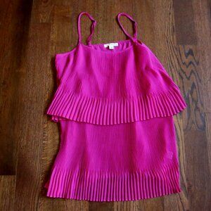Brina & Em Hot Pink Spaghetti Strap Ruffled Tank Like New M